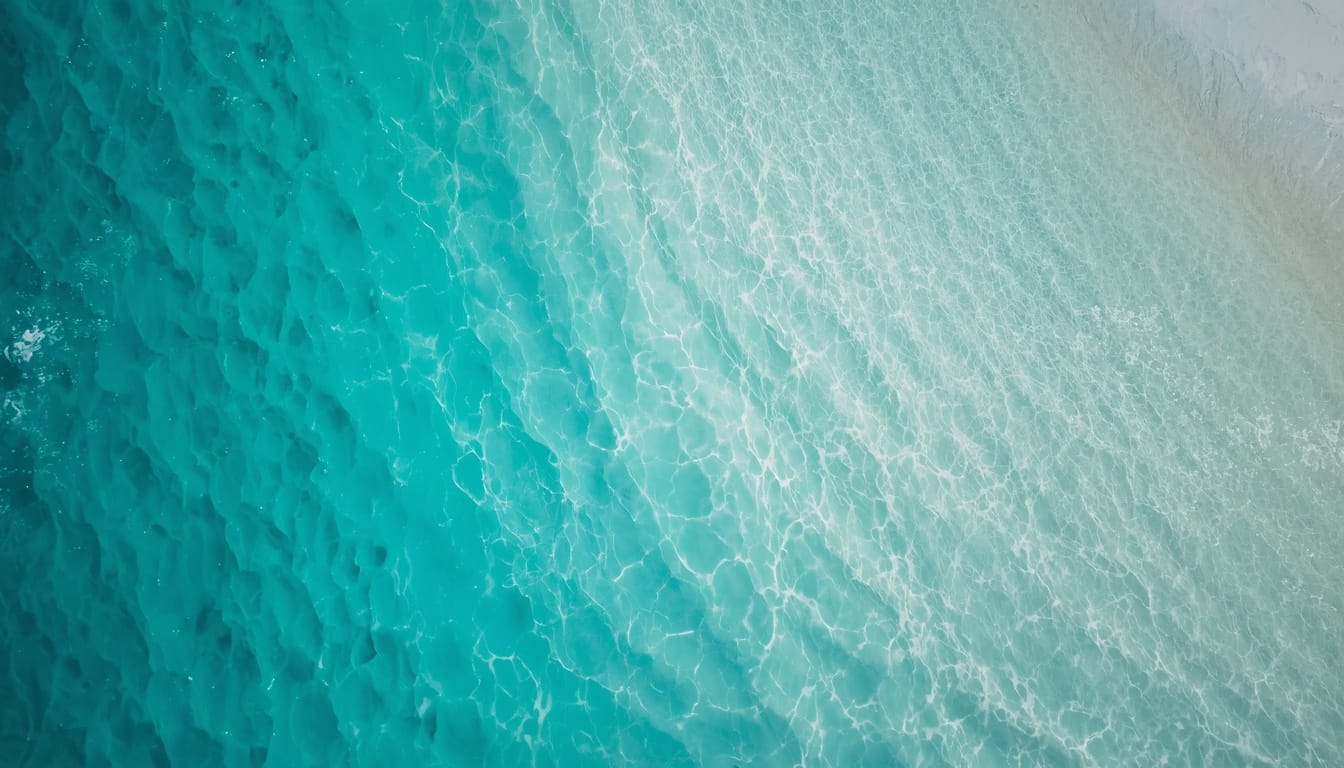 Turquoise Bahamian shallows from above